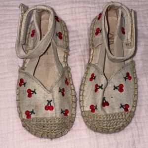 Zara Kids Cherry Embroidered Sandals - Red and Cream